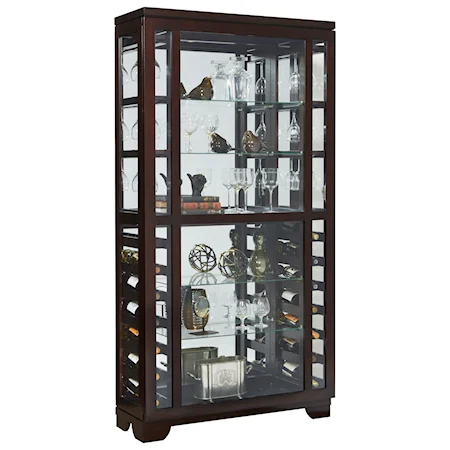 Wine Display Curio with Two LED Lights